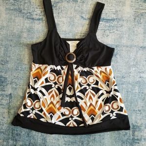 Speechless Black and Orange Patterned Tank Top